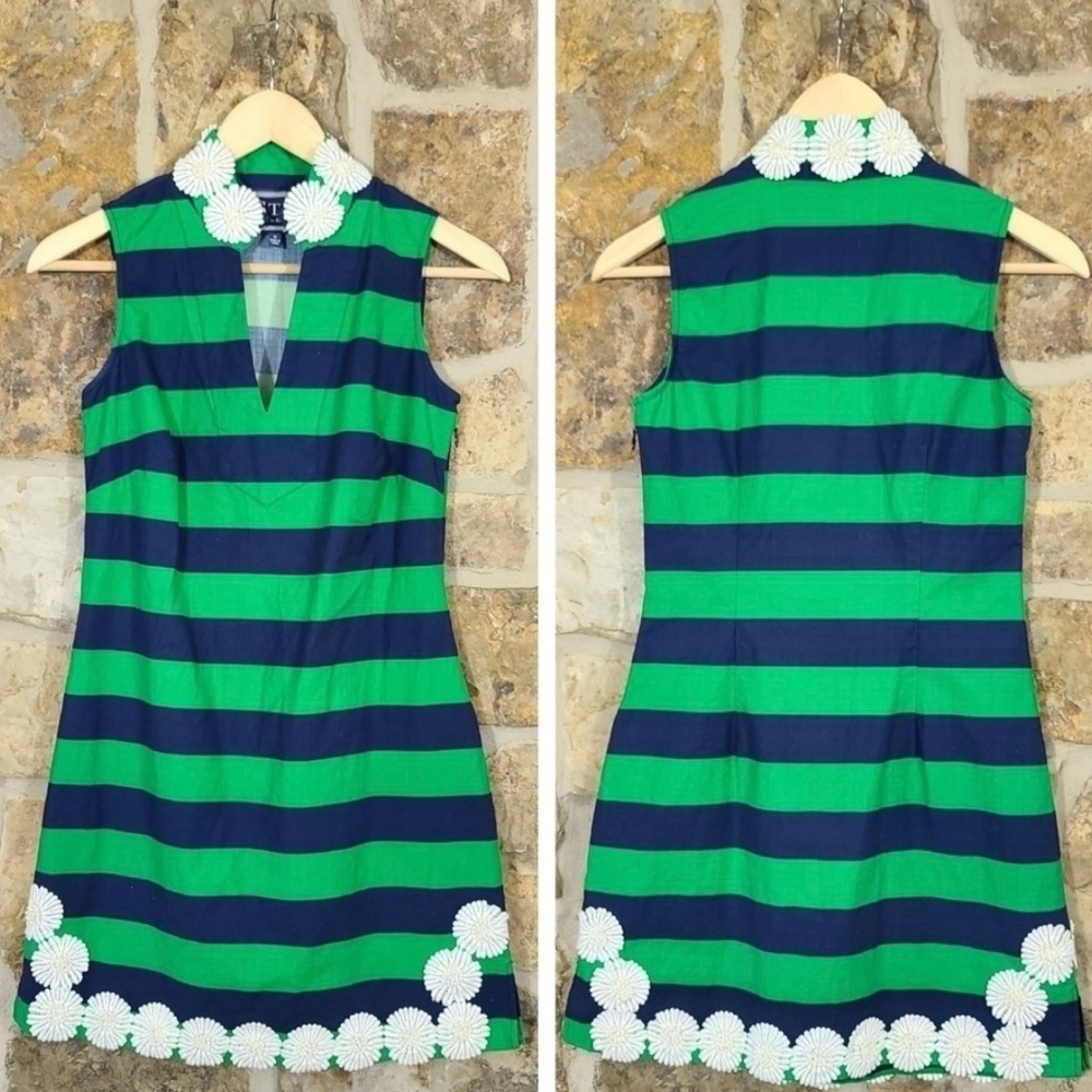 STS Sail to Sable S SMALL Floral Embellished Striped Dress